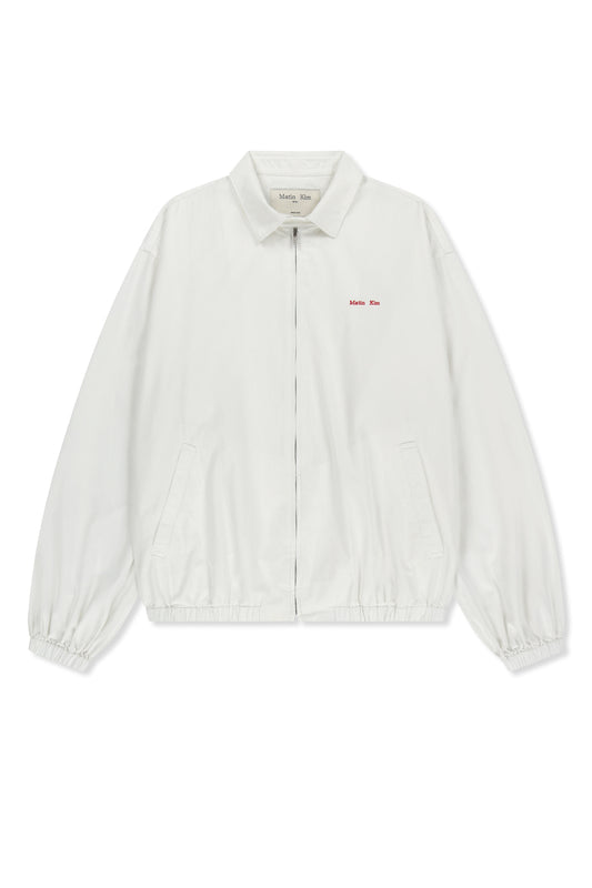 matinkim SMALL LOGO COTTON ZIP UP JUMPER IN WHITE