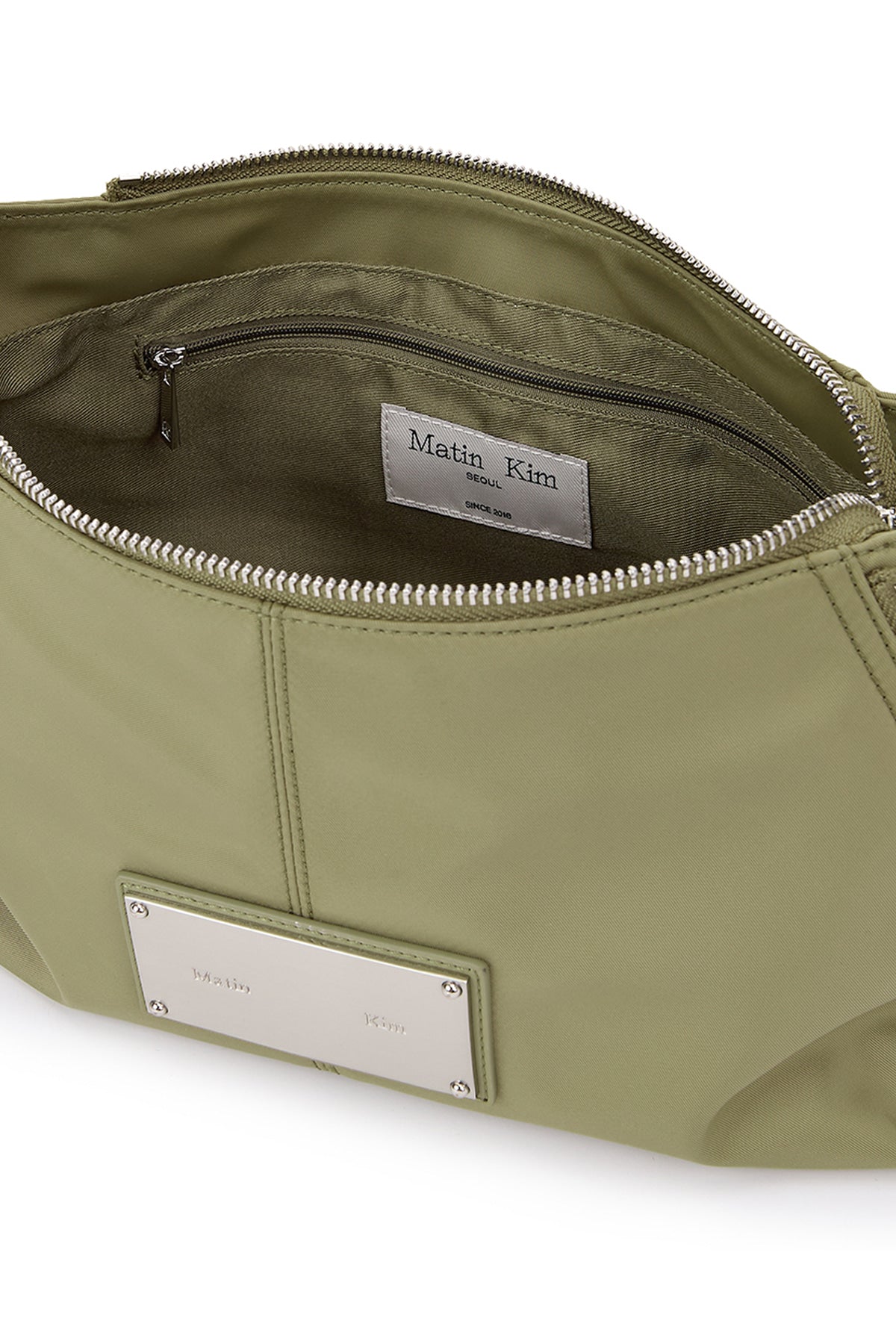 matinkim SIDE ZIPPER FABRIC TWO WAY BAG IN KHAKI