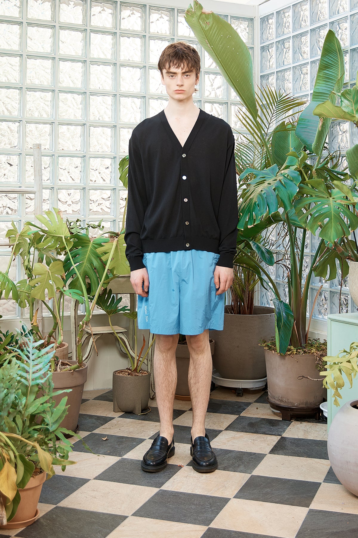 matinkim BACK LOGO SEE THROUGH CARDIGAN FOR MEN IN BLACK