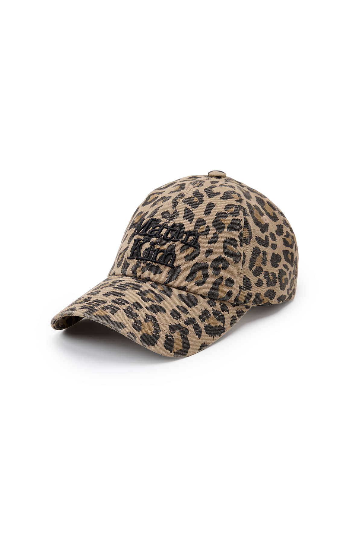 matinkim MATIN LEOPARD VOLUME LOGO BALL CAP IN DARK BEIGE