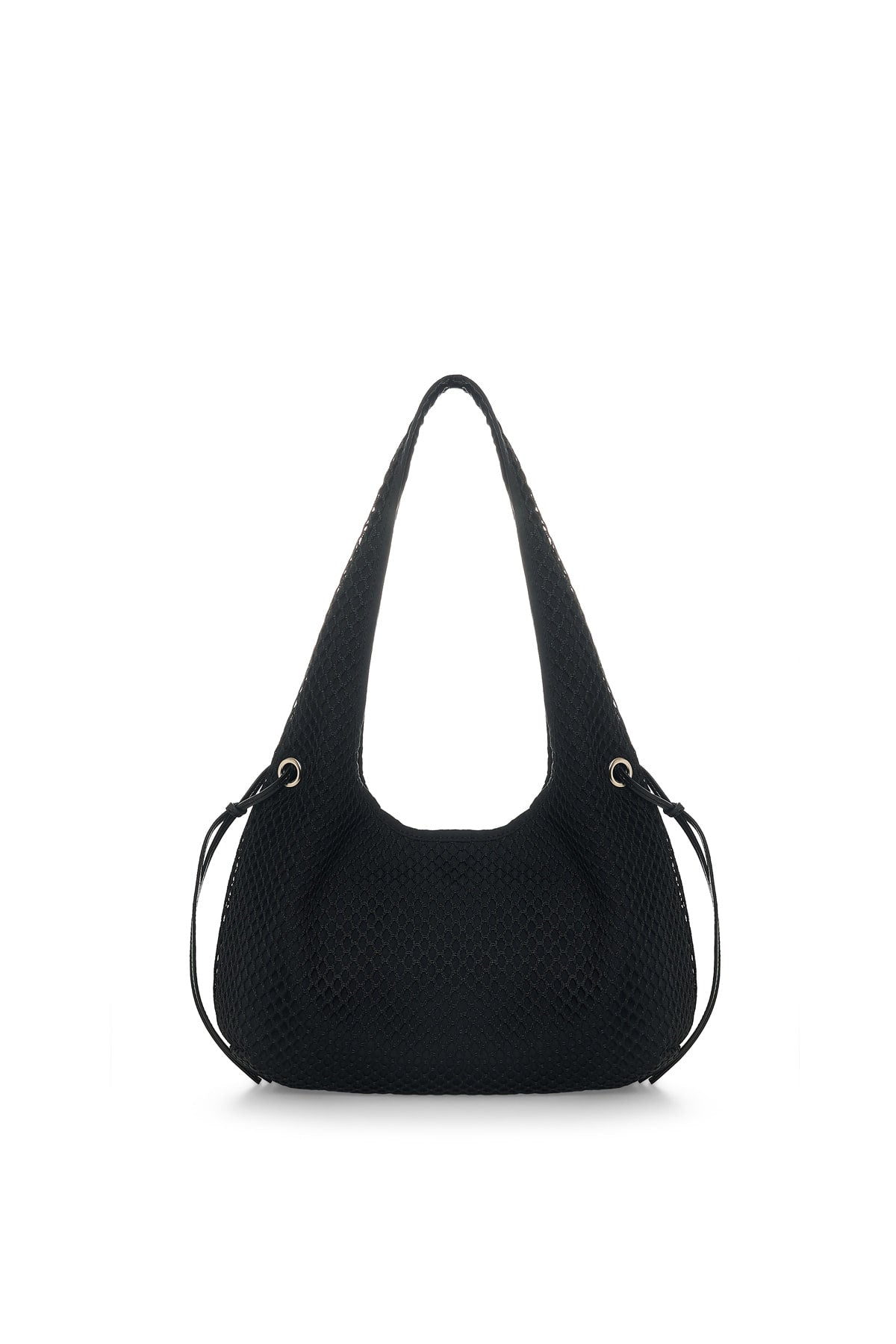 matinkim SIDE STRAP MESH MINI TOTE BAG IN BLACK