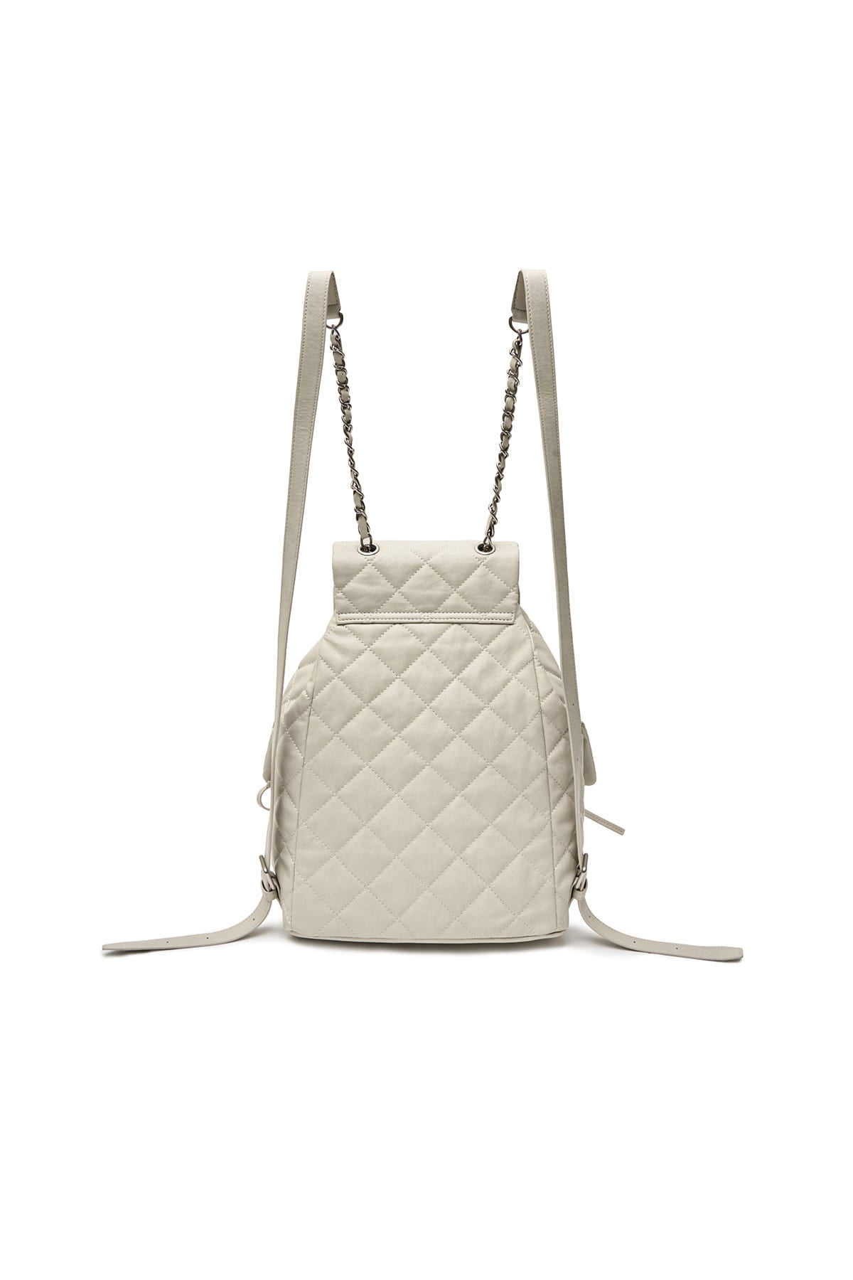 matinkim DOUBLE POCKET QUILTING BACKPACK IN LIGHT BEIGE