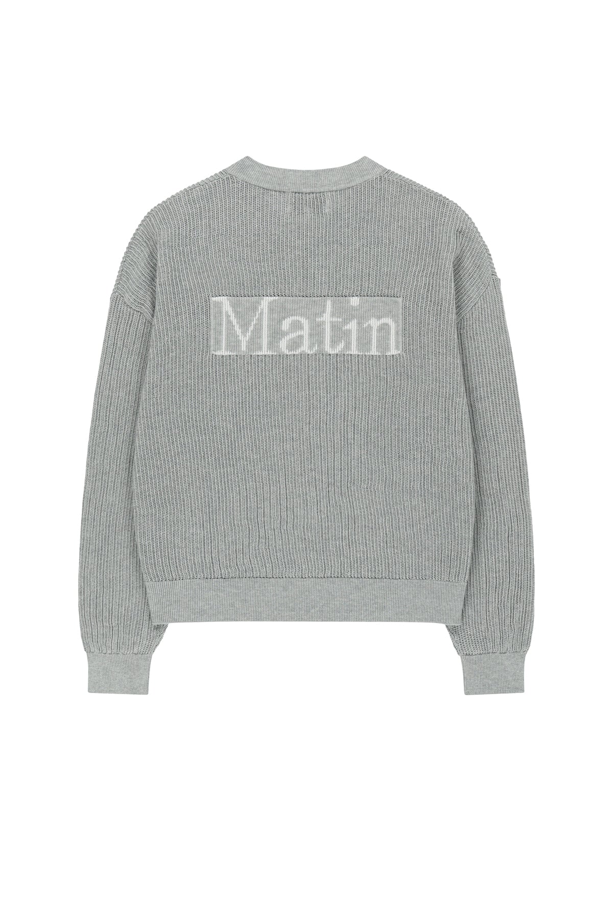 matinkim BACK LOGO JACQUARD MESH KNIT ZIP UP IN LIGHT GREY