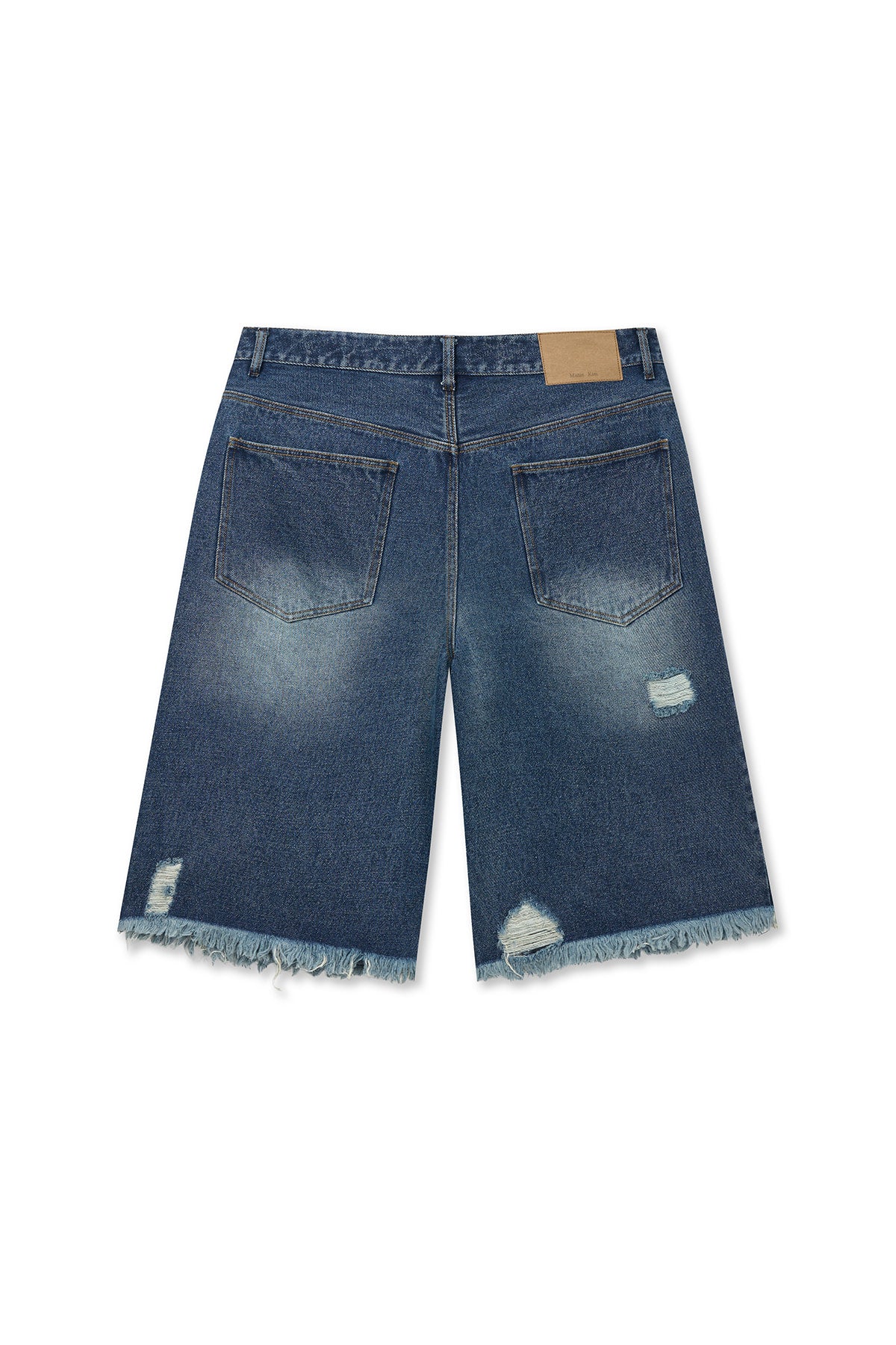 matinkim DESTROYED BERMUDA DENIM PANTS FOR MEN IN NAVY