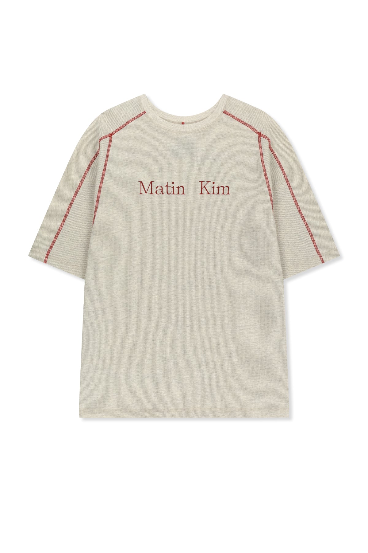 matinkim MATIN KIM LOGO WAFFLE TOP FOR MEN IN LIGHT BEIGE