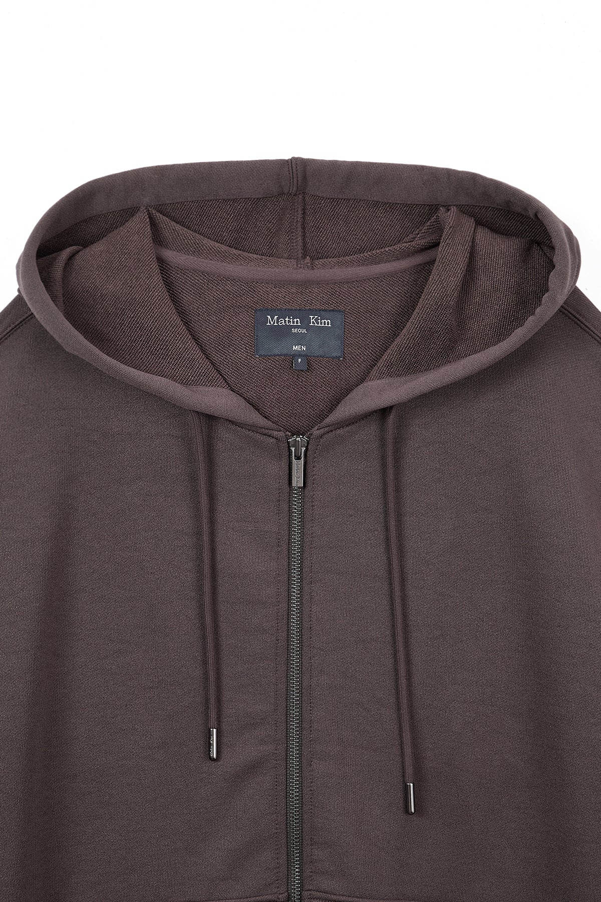 matinkim BACK LOGO GLITTER HOODY ZIP UP FOR MEN IN BROWN