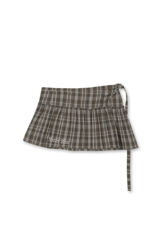 matinkim CHECK LAYERED SKIRT IN GREY