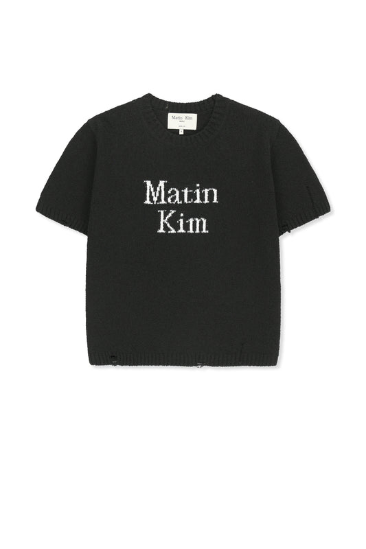matinkim HALF SLEEVE LOGO PULLOVER FOR WOMEN IN BLACK