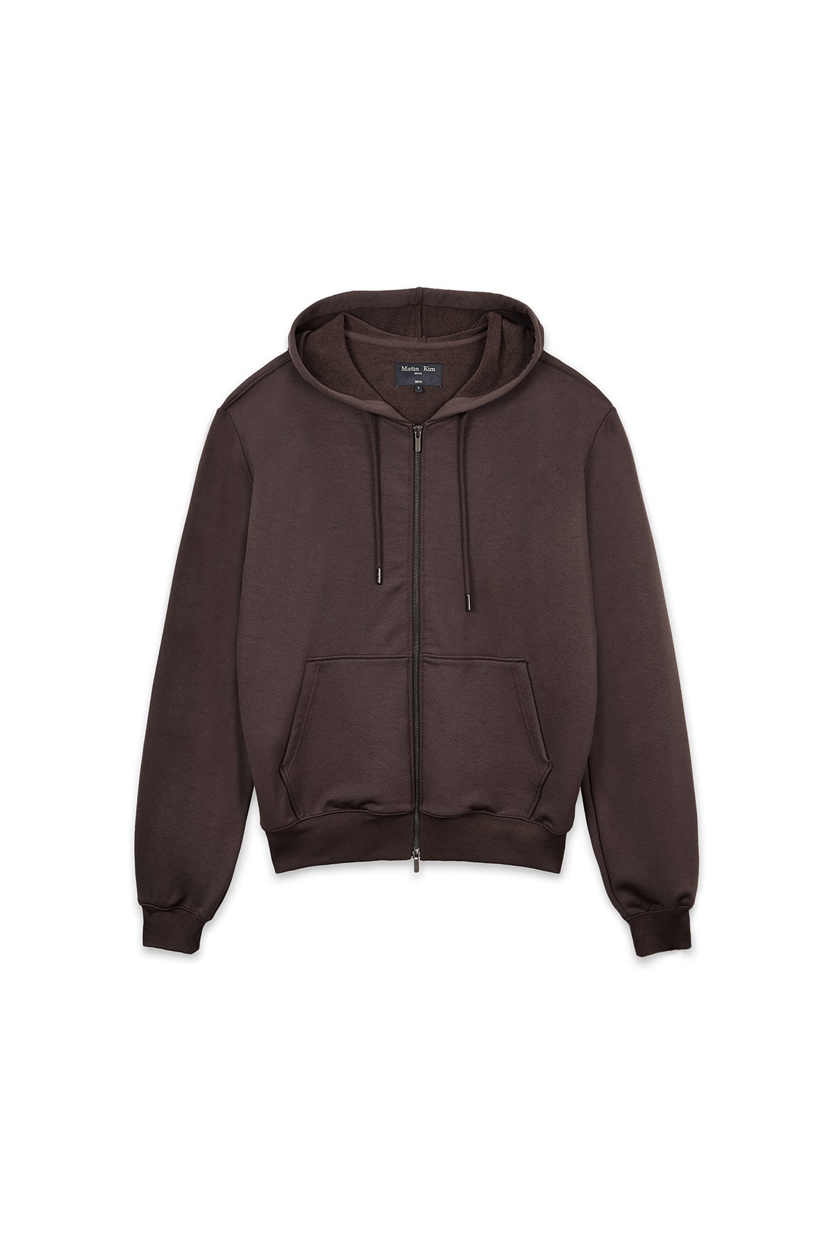 matinkim BACK LOGO GLITTER HOODY ZIP UP FOR MEN IN BROWN