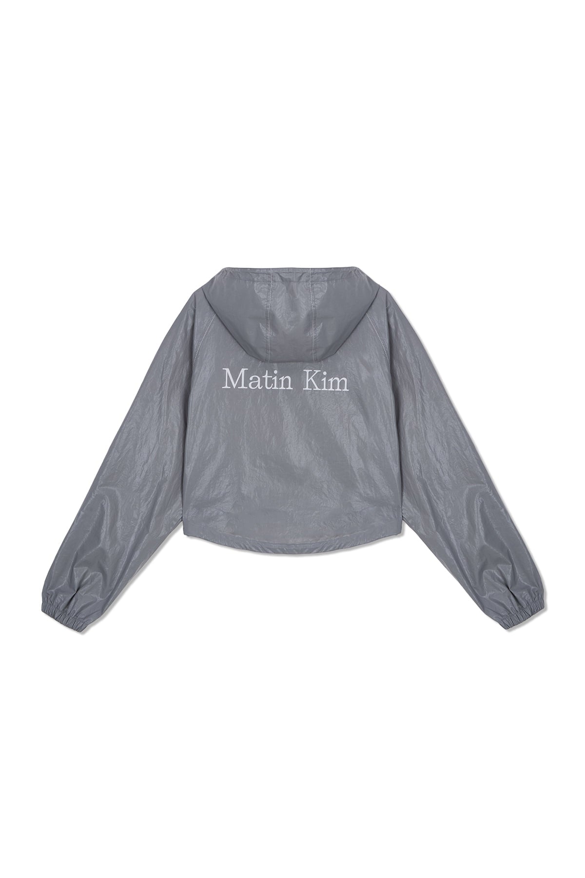 matinkim MATIN CROP HOODY COATING JUMPER IN DARK GREY