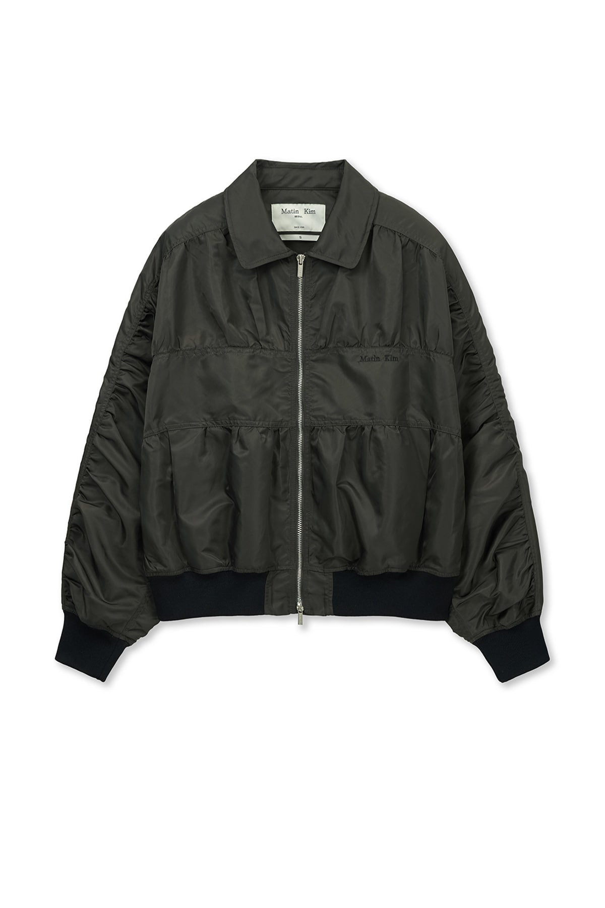 matinkim SMALL LOGO SHIRRING JUMPER IN KHAKI