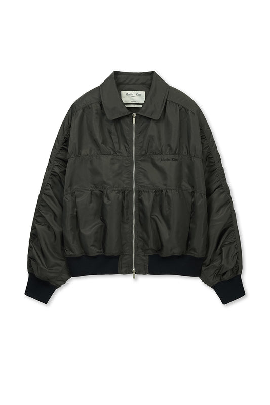 matinkim SMALL LOGO SHIRRING JUMPER IN KHAKI