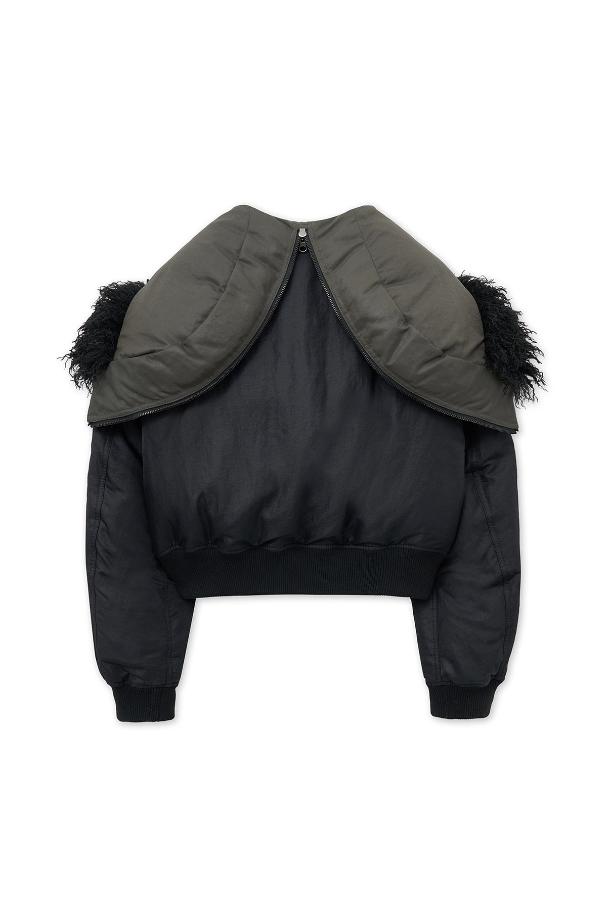 matinkim FUR HOODY BOMBER DOWN JUMPER IN BLACK