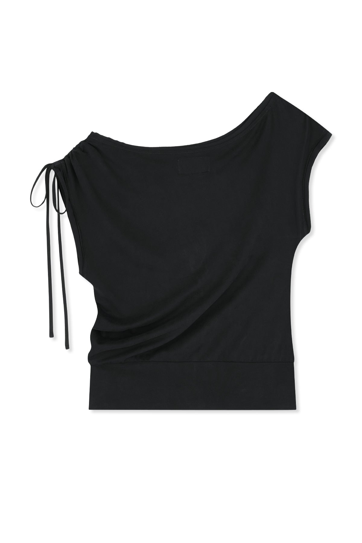 matinkim DRAPED ASYMMETRIC SLEEVELESS TOP IN BLACK