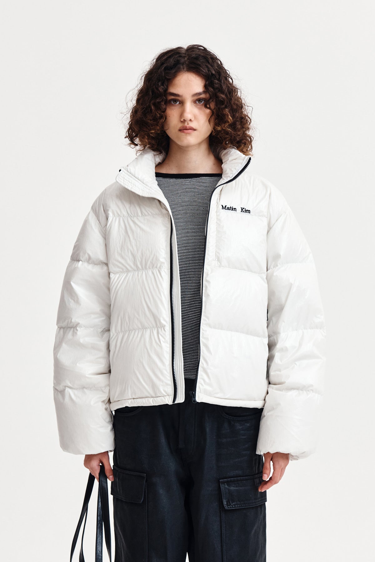 matinkim SMALL LOGO VOLUME DOWN JUMPER FOR WOMEN IN IVORY