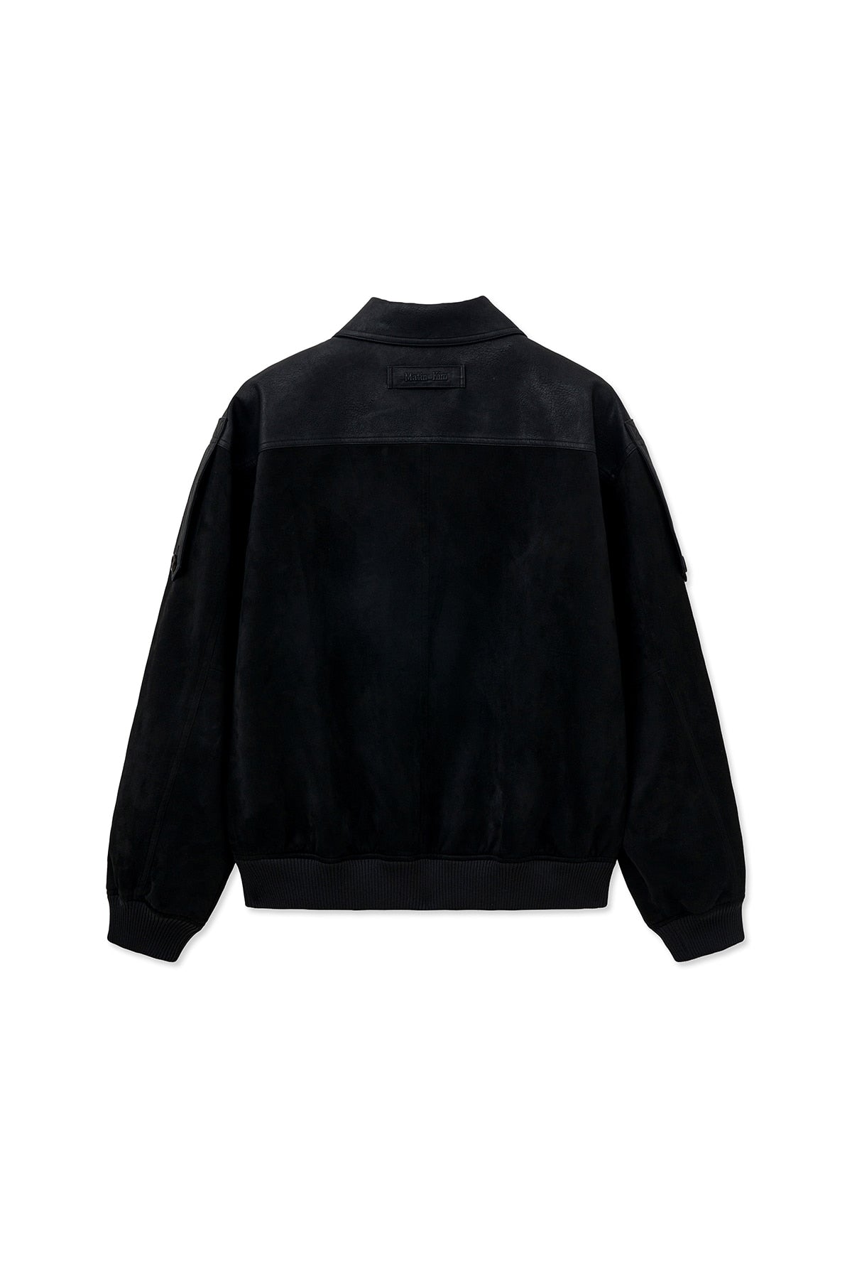 matinkim SUEDE MIX LEATHER ZIP UP JUMPER FOR MEN IN BLACK