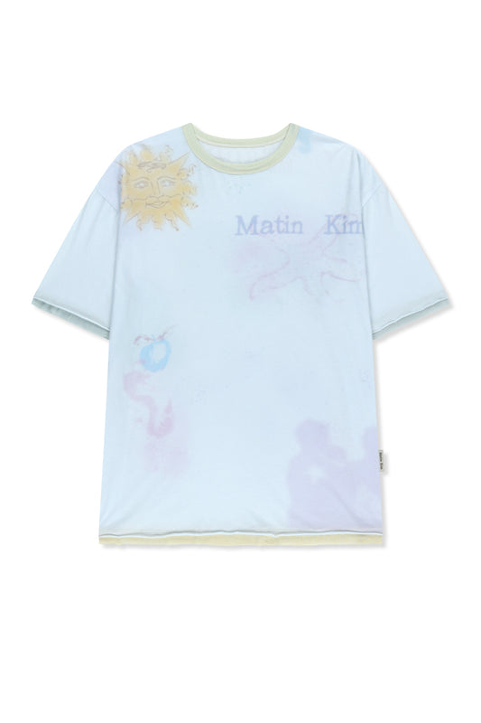 matinkim SKETCH GRAFFITI OVER FIT TOP IN LIGHT BLUE