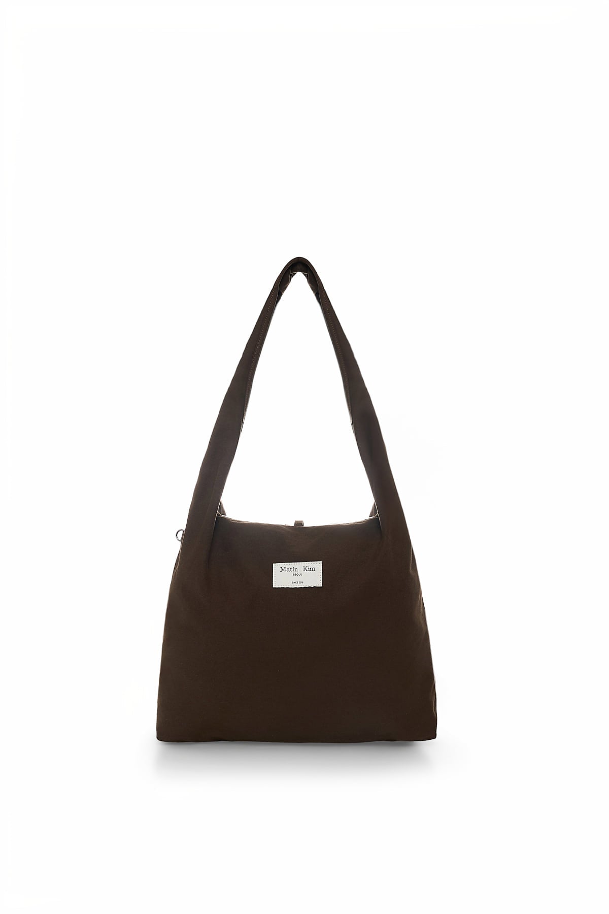 matinkim LOGO POINT ROUND ECOBAG IN KHAKI BROWN