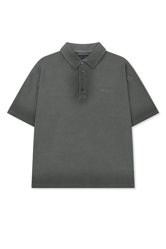 matinkim SMALL LOGO WASHED PIQUE TOP FOR MEN IN CHARCOAL