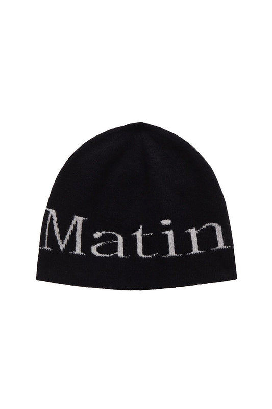 matinkim LOGO JACQUARD SHORT BEANIE IN BLACK