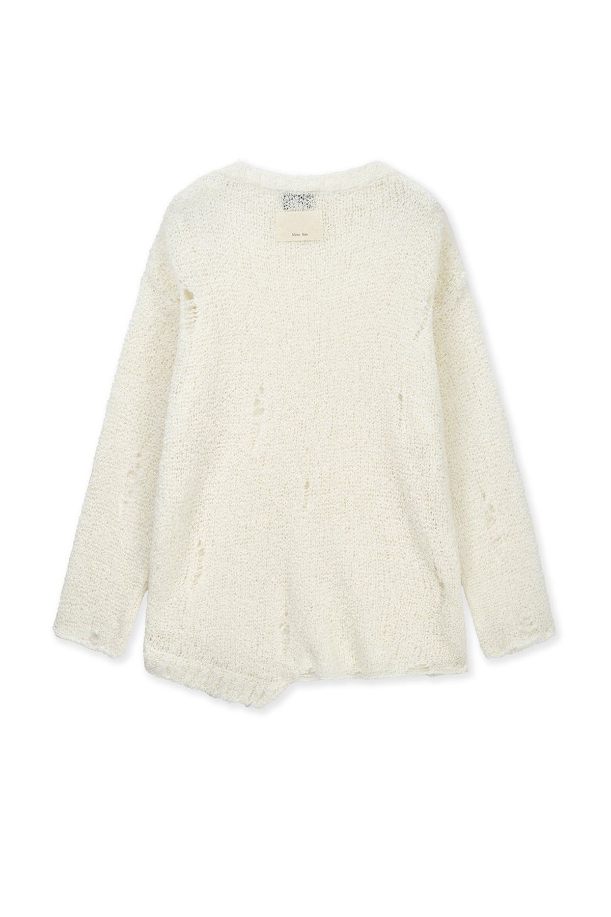 matinkim ASYMMETRIC DAMAGED KNIT PULLOVER IN IVORY