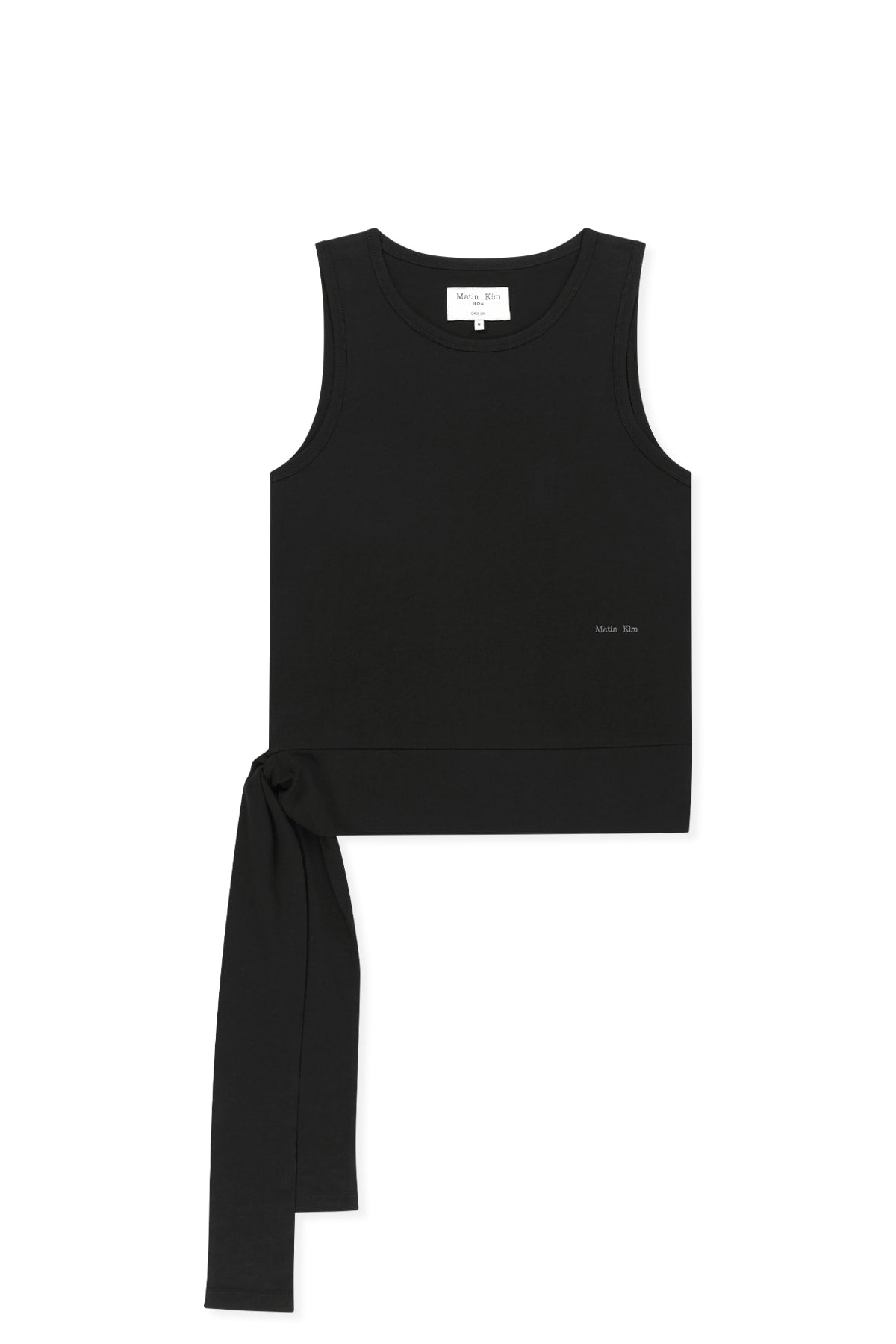matinkim HEM TIE DETAIL SLEEVELESS TOP IN BLACK