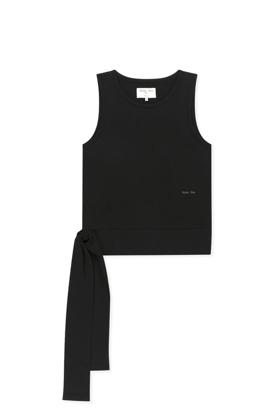 matinkim HEM TIE DETAIL SLEEVELESS TOP IN BLACK