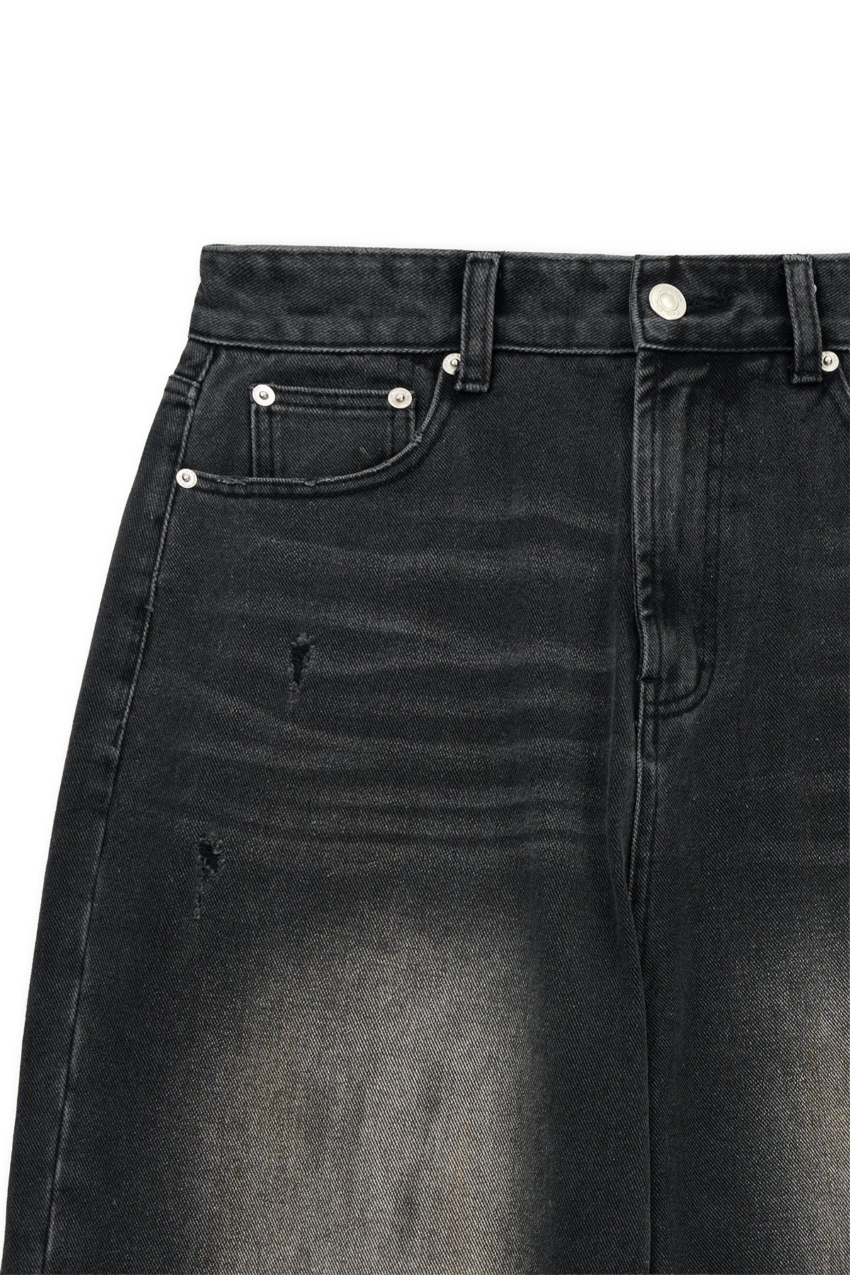 matinkim VINTAGE DIRTY WASHED DENIM PANTS IN BLACK