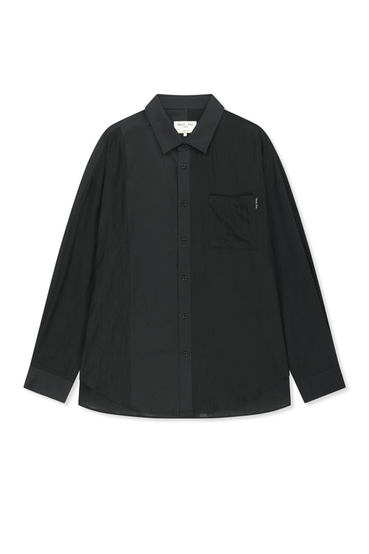 matinkim MIXED PANEL OVER FIT SHIRT IN BLACK