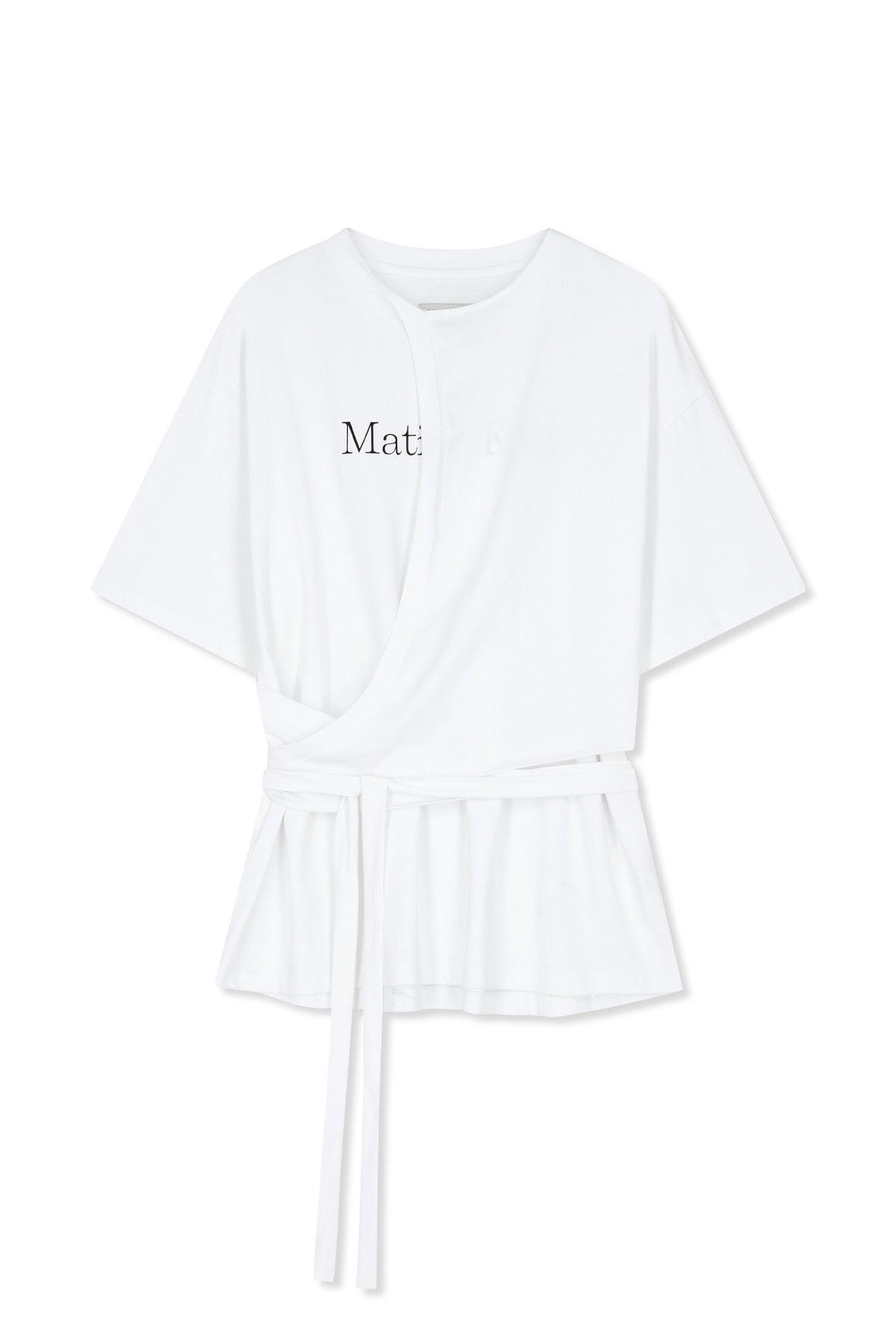 matinkim TIE DETAIL DRAPED LOGO TOP IN WHITE