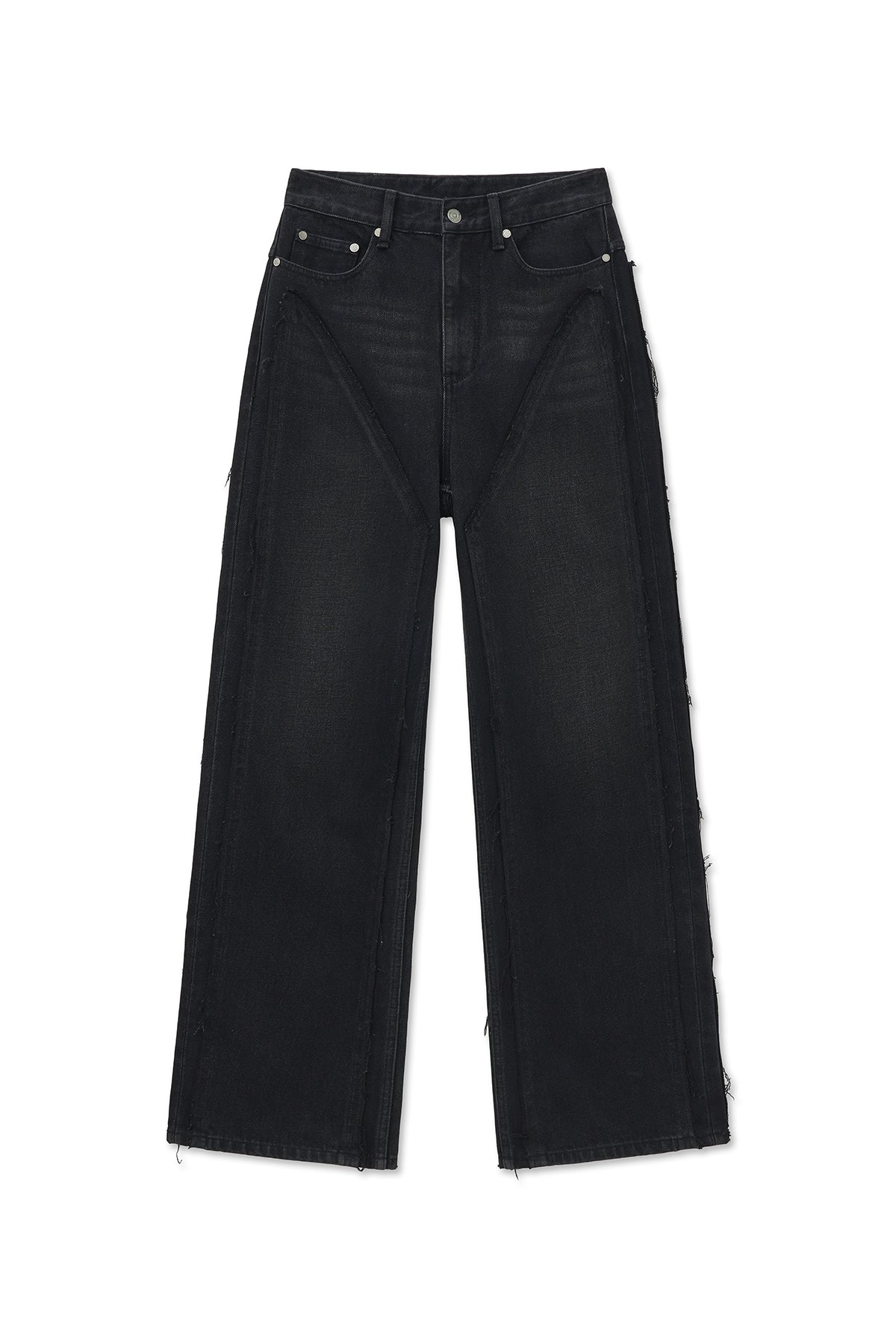 matinkim WESTERN STRAIGHT FIT DENIM PANTS IN BLACK