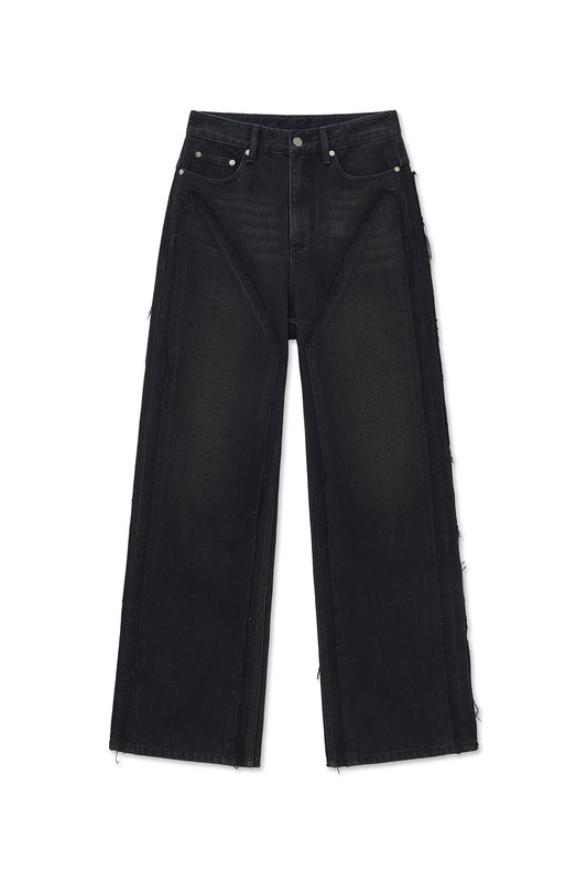 matinkim WESTERN STRAIGHT FIT DENIM PANTS IN BLACK