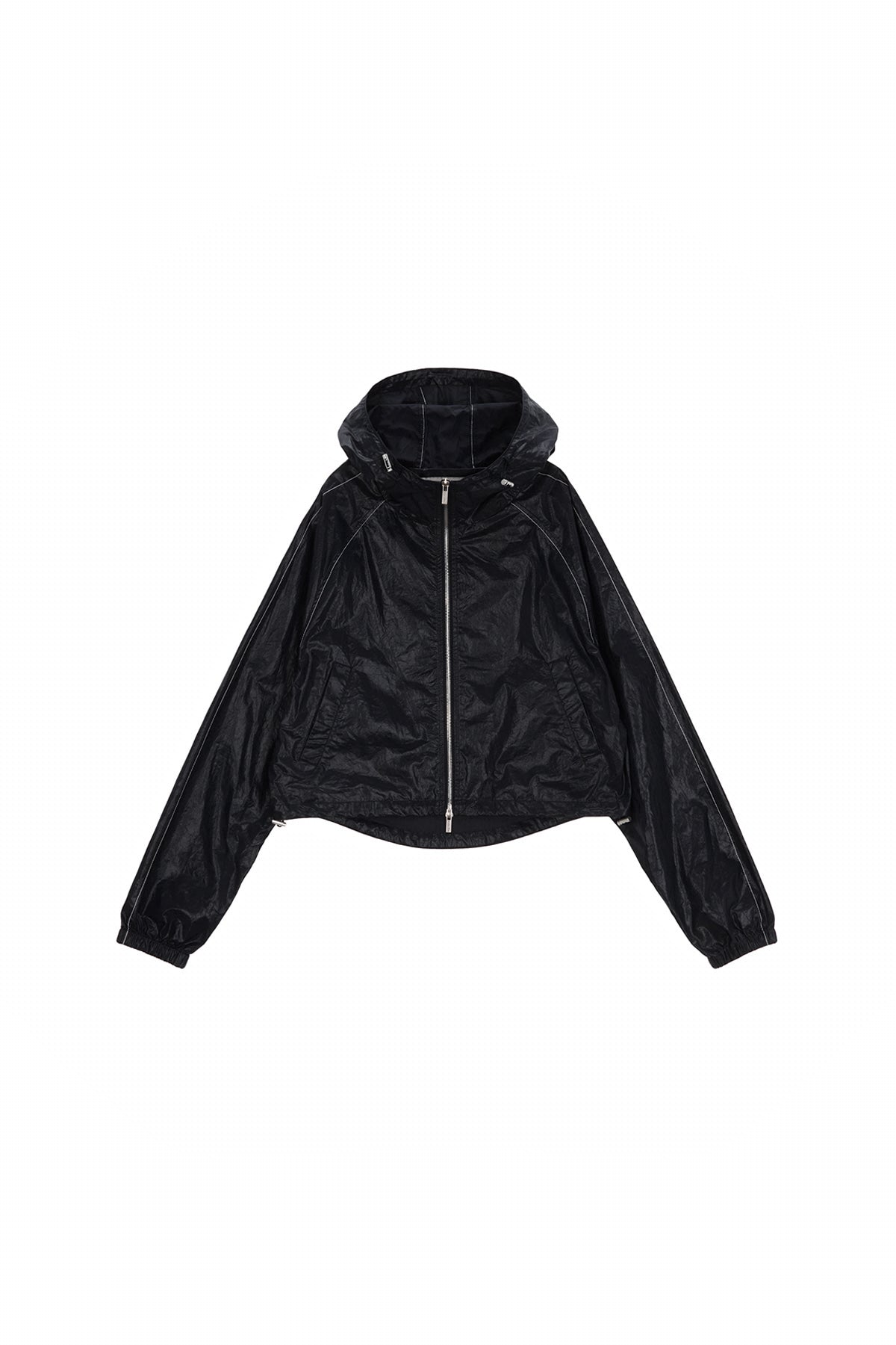 matinkim MATIN CROP HOODY COATING JUMPER IN BLACK