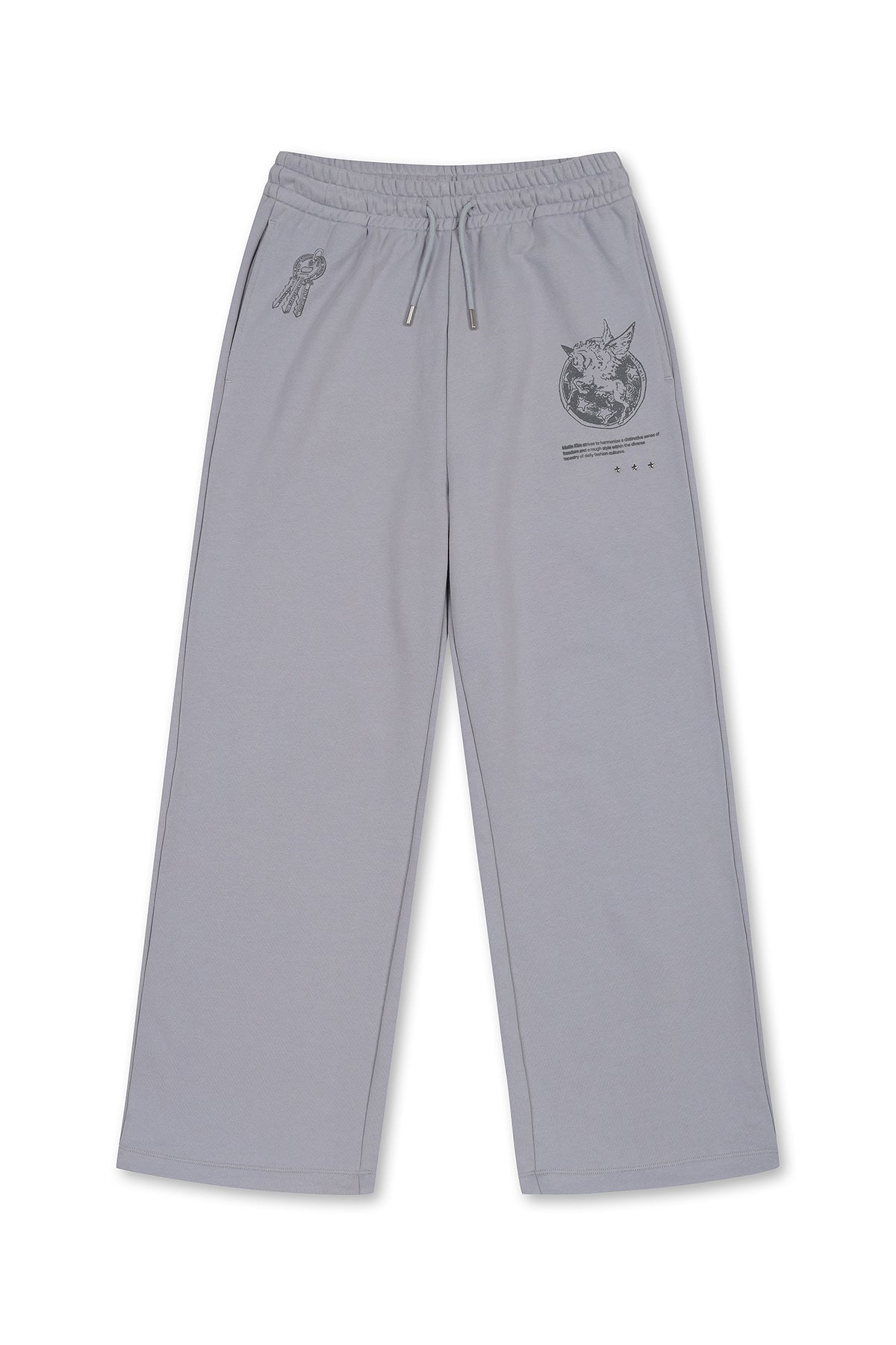 matinkim GRAFFITI ARTWORK SWEATPANTS IN SMOKE BLUE