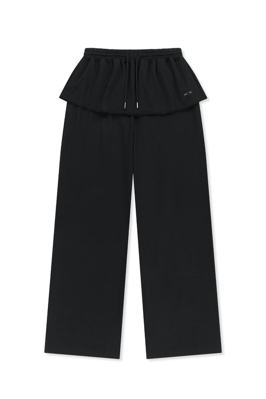 matinkim LAYERED SKIRT JERSEY PANTS IN BLACK