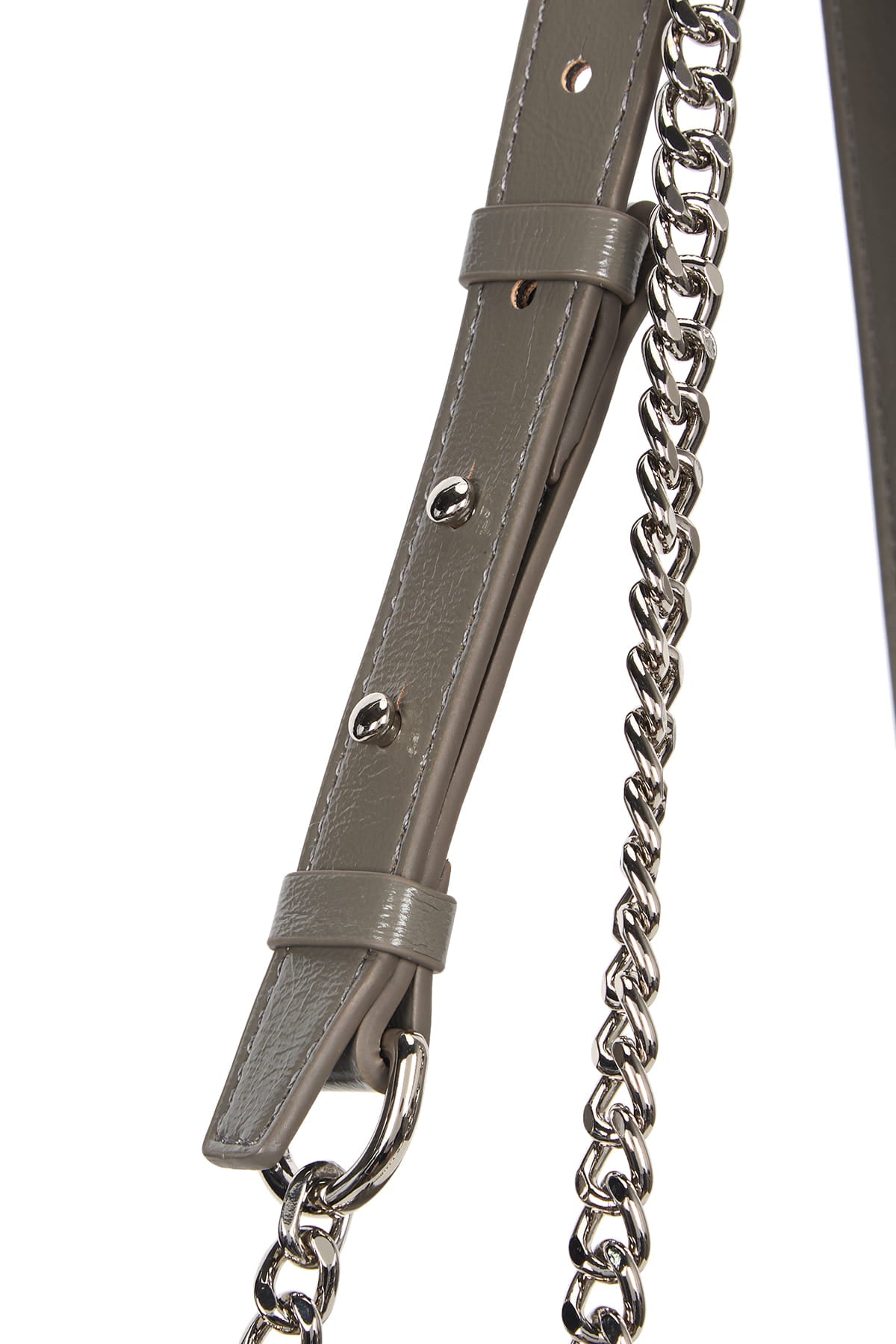 matinkim GLOSSY QUILTING MEDIUM CHAIN BAG IN GREY
