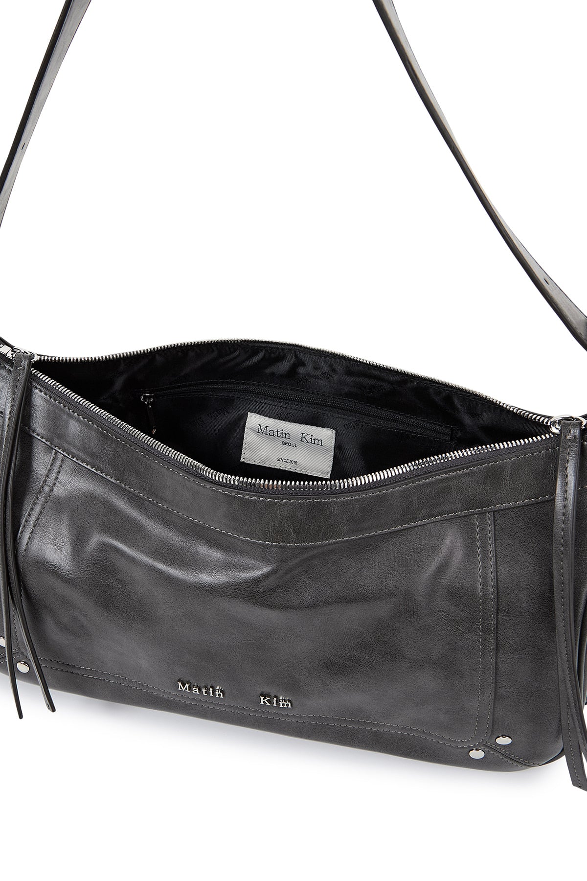 matinkim RIVET POINT QUAD SHOULDER BAG IN CHARCOAL