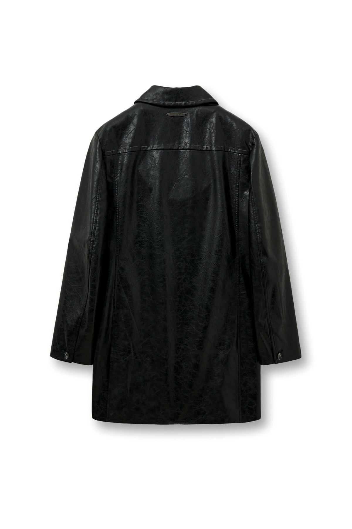 matinkim FAUX LEATHER HALF DOUBLE JACKET IN BLACK
