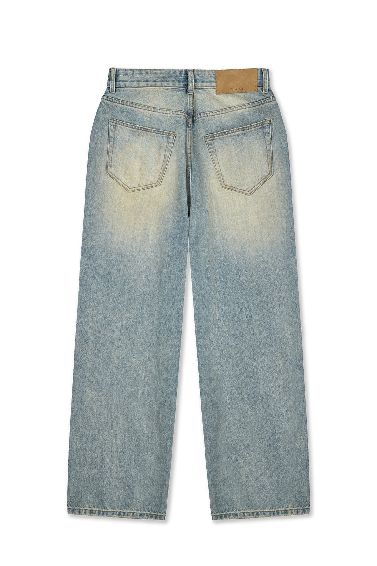 matinkim VINTAGE DIRTY WASHED DENIM PANTS IN LIGHT BLUE