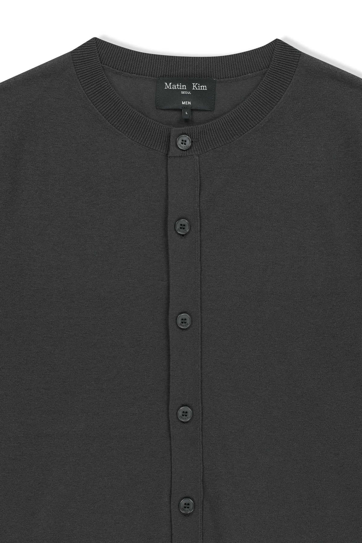 matinkim BACK LOGO SHEER CARDIGAN FOR MEN IN CHARCOAL