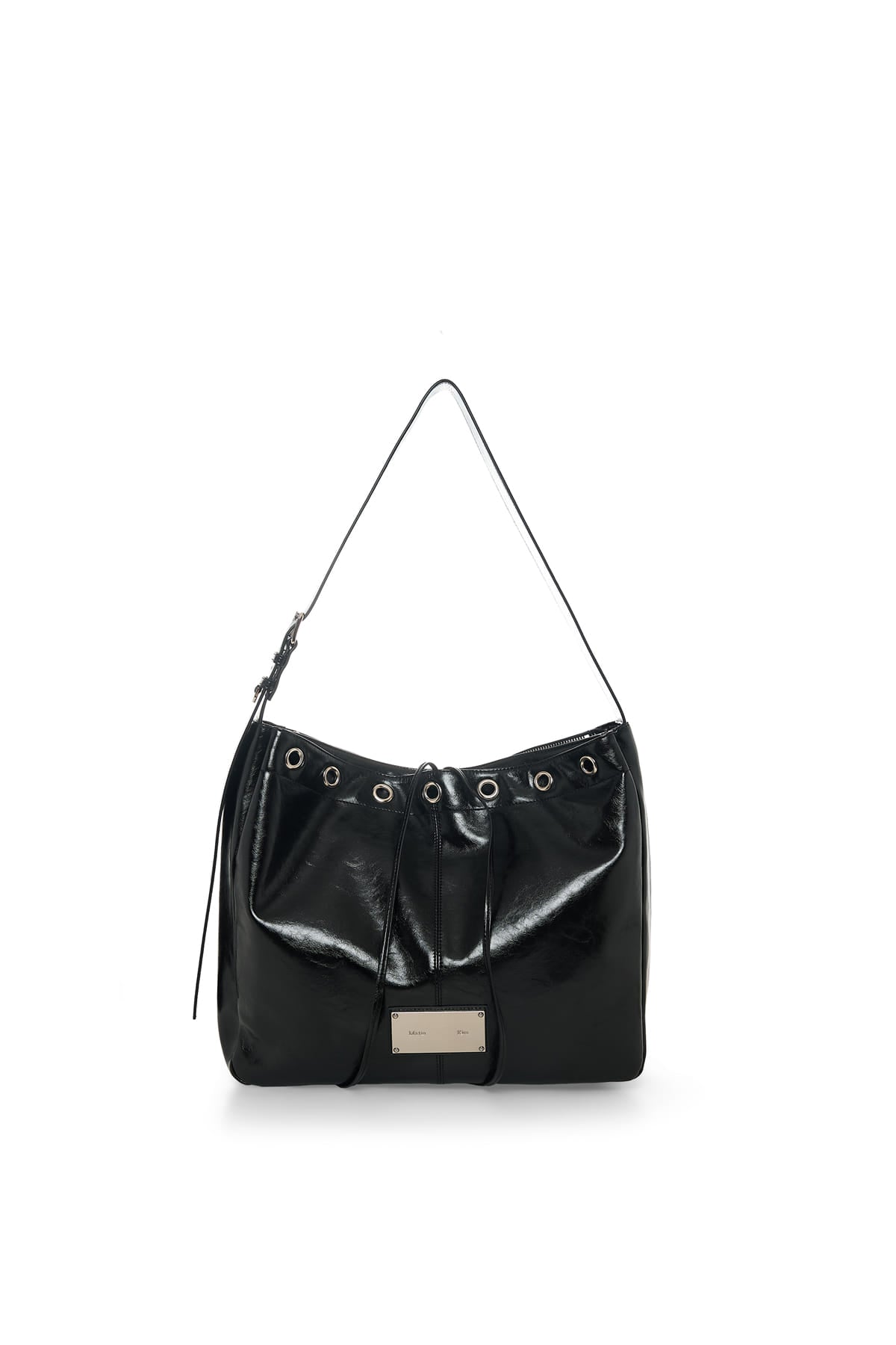 matinkim MATIN EYELET POINT LAYERED BIG SHOULDER BAG IN BLACK