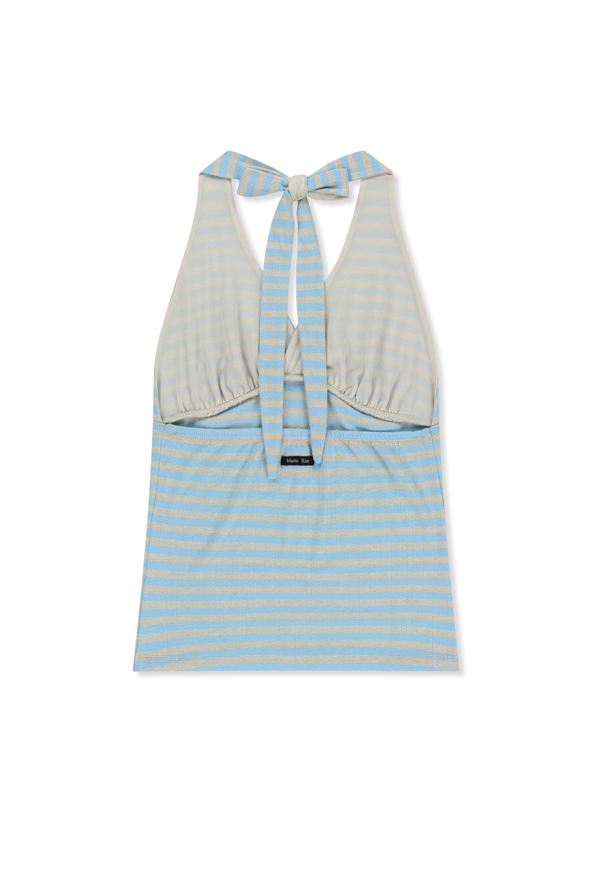 matinkim STRIPED HALTER NECK TOP IN LIGHT BLUE