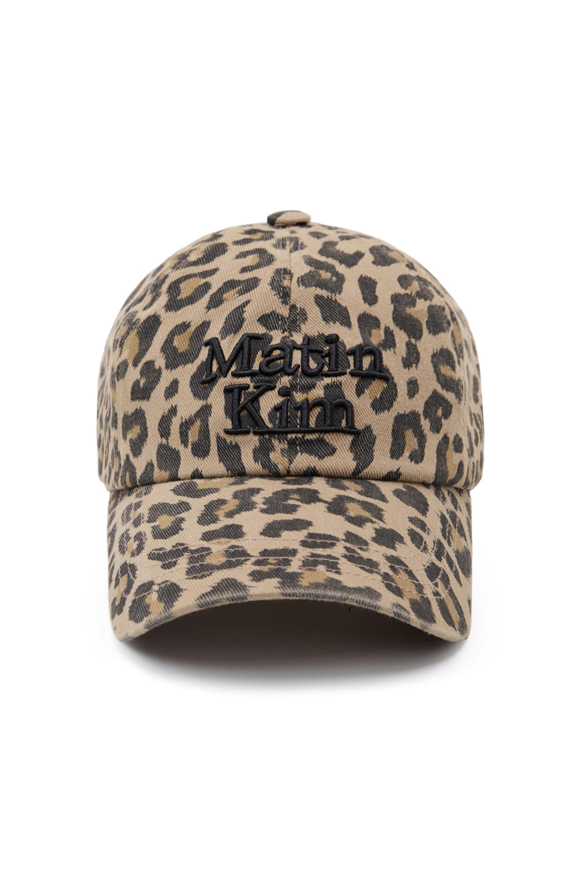 matinkim MATIN LEOPARD VOLUME LOGO BALL CAP IN DARK BEIGE