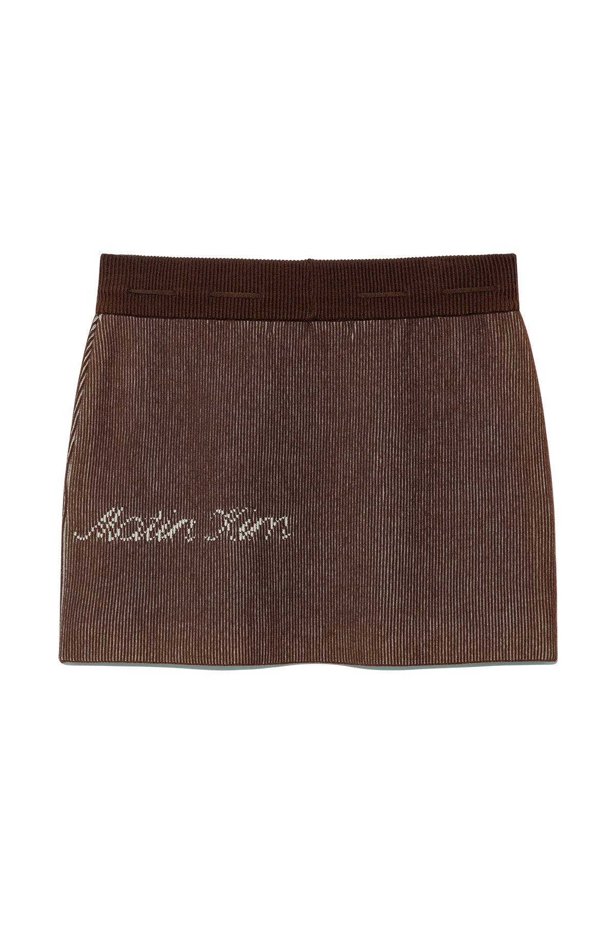 matinkim TWO TONE BANDING KNIT MINI SKIRT IN BROWN