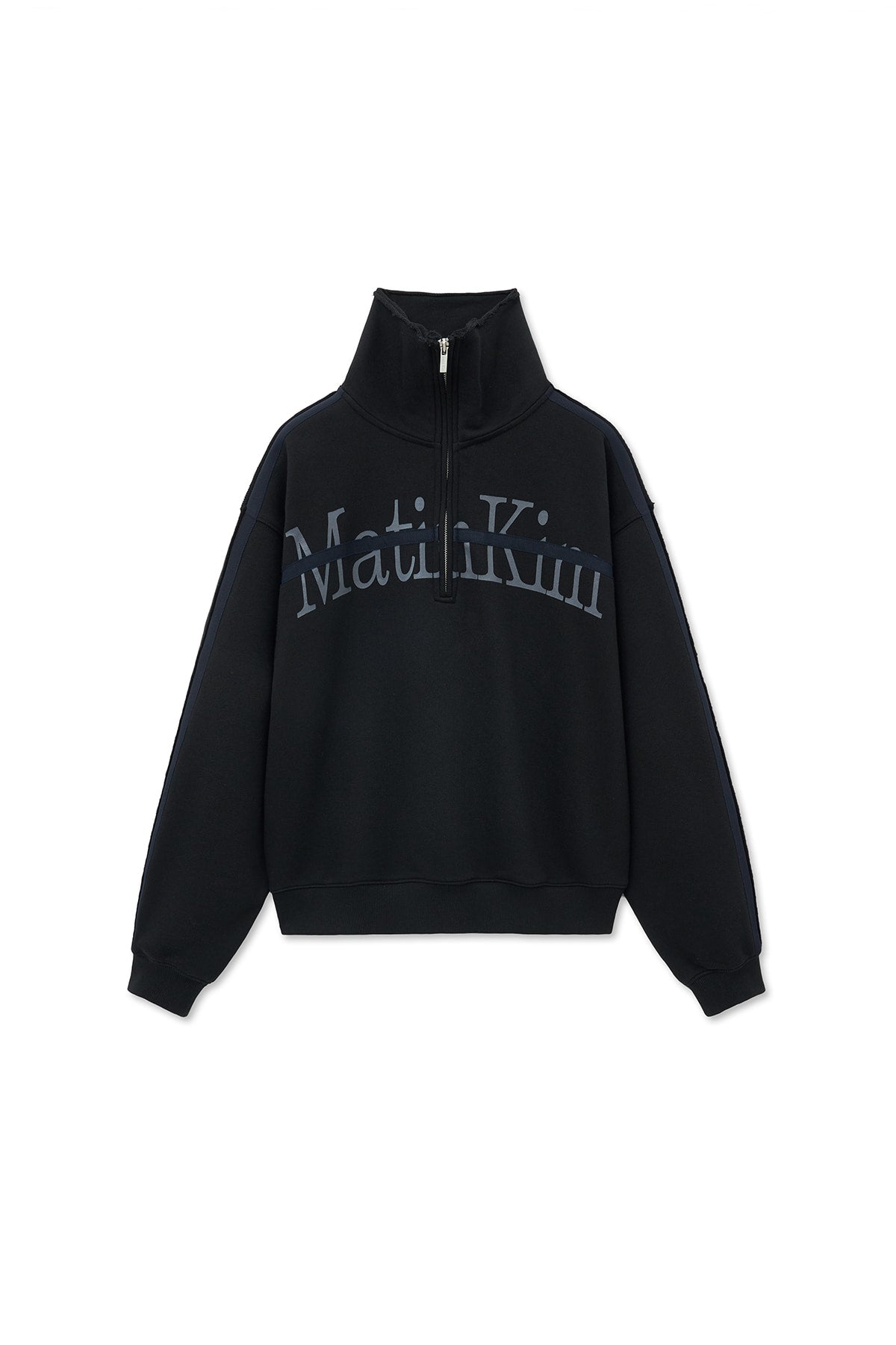 matinkim CUT OUT HALF ZIP SWEATSHIRT FOR MEN IN BLACK