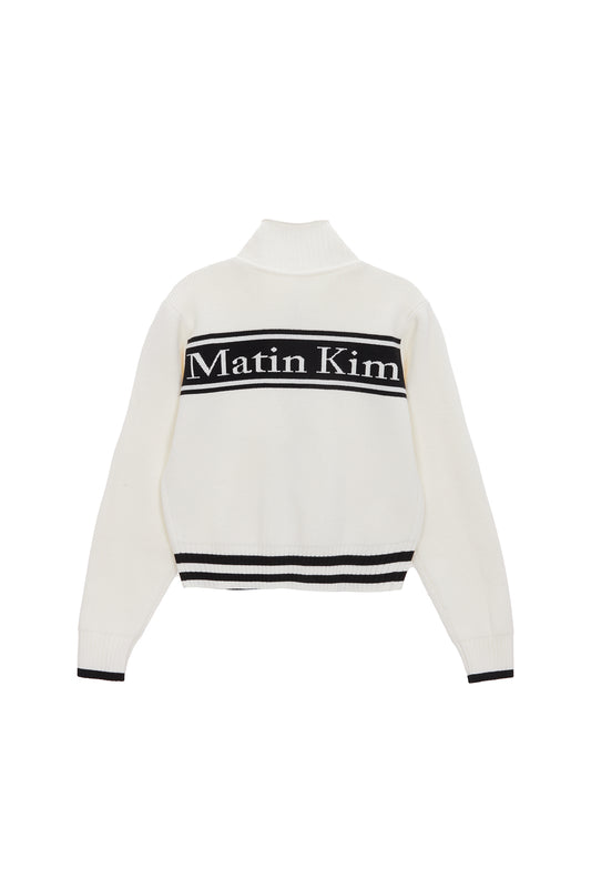 matinkim SPELL POINT STRIPE KNIT CARDIGAN IN IVORY