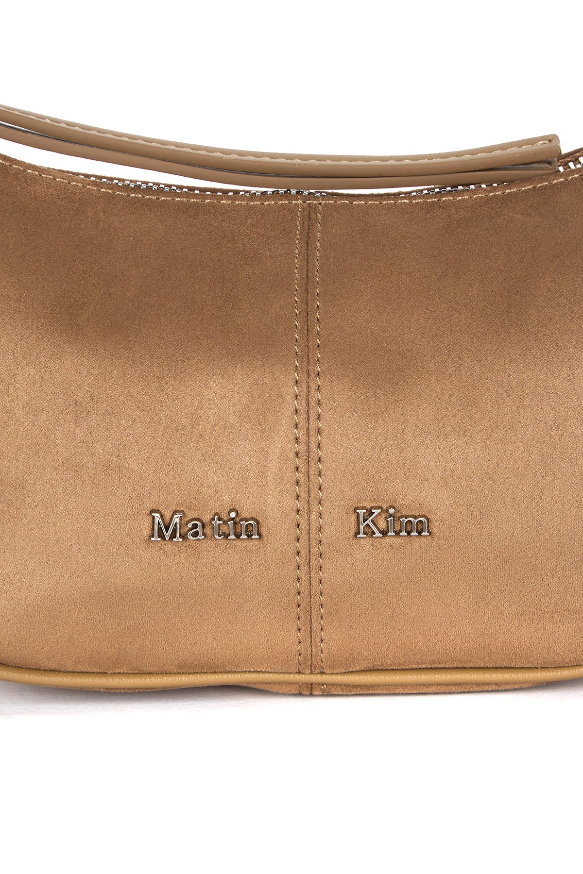 matinkim SUEDE MINI ARC HOBO BAG IN BEIGE