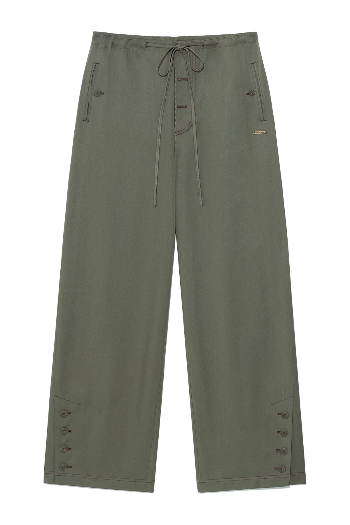 matinkim BUTTON POINT STRING WIDE PANTS IN KHAKI