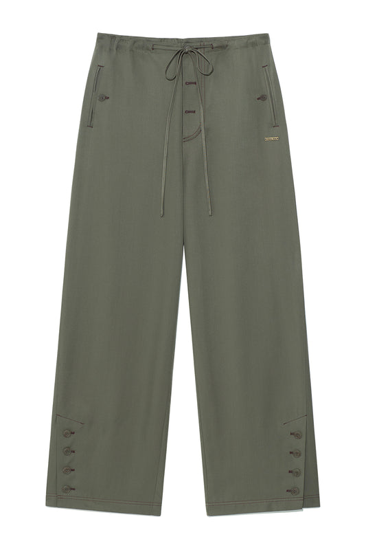 matinkim BUTTON POINT STRING WIDE PANTS IN KHAKI