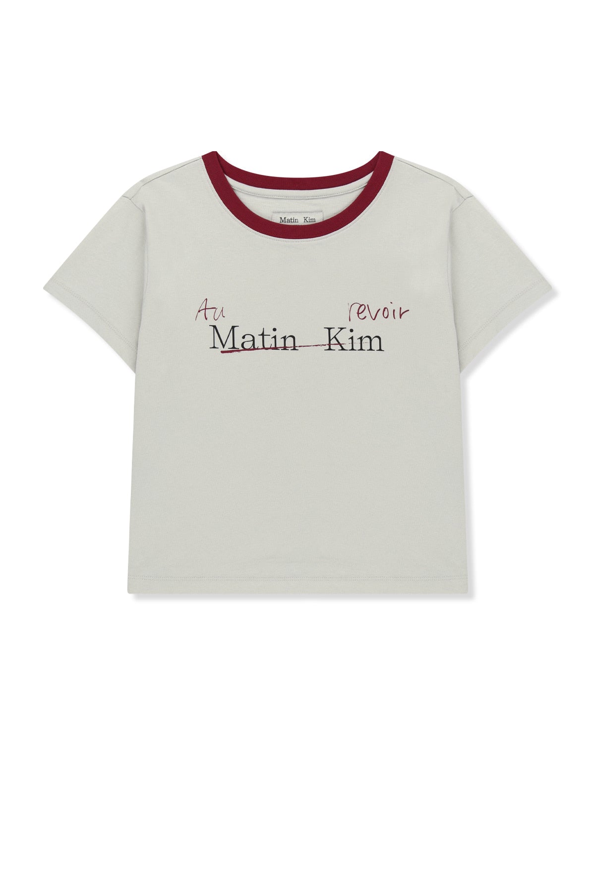 matinkim TONAL RIB LOGO CROP TOP IN GREY